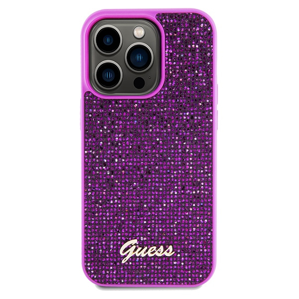 Guess GUHCP14LPMSDGSF Apple iPhone 14 Pro hardcase Disco Metal Script fuschia