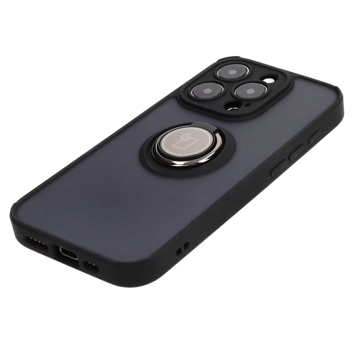 Bizon Case Hybrid Ring Apple iPhone 15 Pro smoky with a black frame
