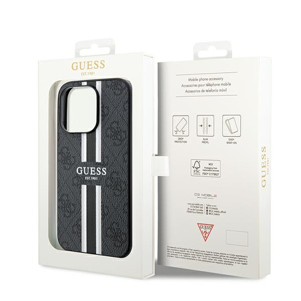 Guess GUHMP15XP4RPSK Apple iPhone 15 Pro Max hardcase 4G Printed Stripes MagSafe black