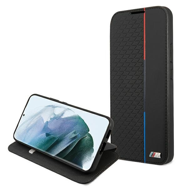 BMW BMBKS22MTRTBK Samsung Galaxy S22+ Plus black bookcase M Collection Triangles