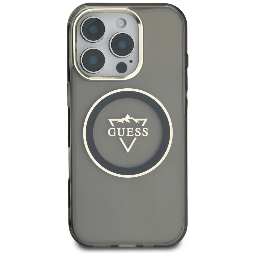 Guess IML Metal Mountain Logo MagSafe Apple iPhone 16 Pro Max black