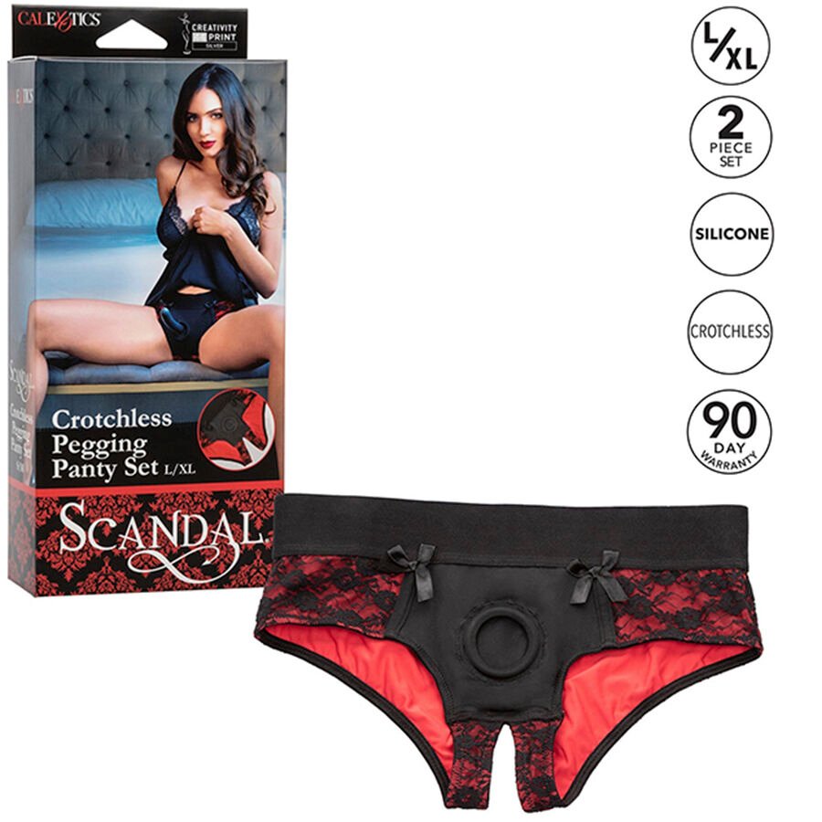 CALEXOTICS - SCANDAL SET OF CROTCHLESS PANTIES WITH DILDO SIZE L/XL