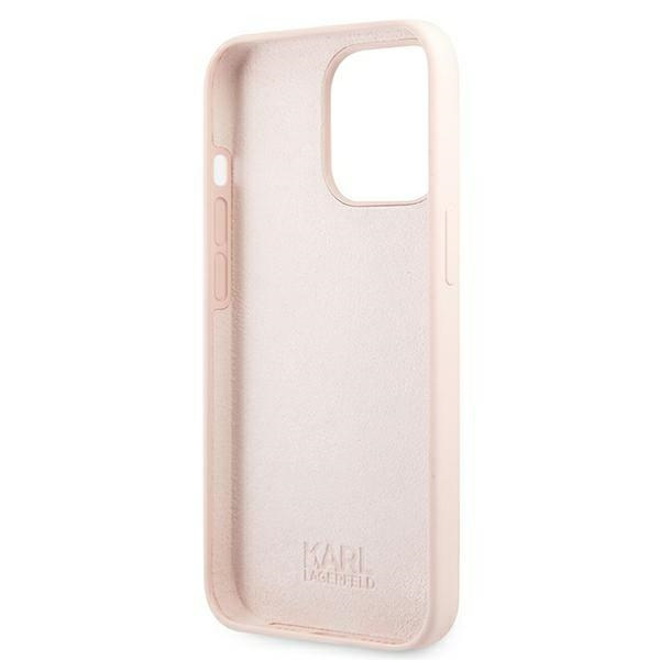 Karl Lagerfeld KLHMP13LSSKCI Apple iPhone 13 Pro hardcase light pink Silicone Ikonik Karl & Choupette Magsafe