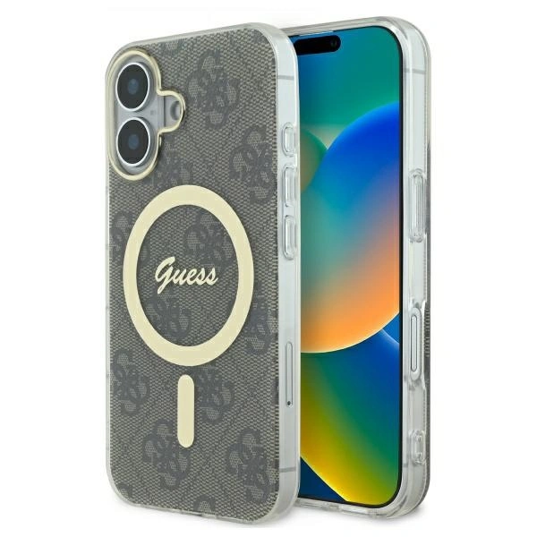 Etui Guess do Apple iPhone 16 hardcase IML 4G MagSafe brązowy