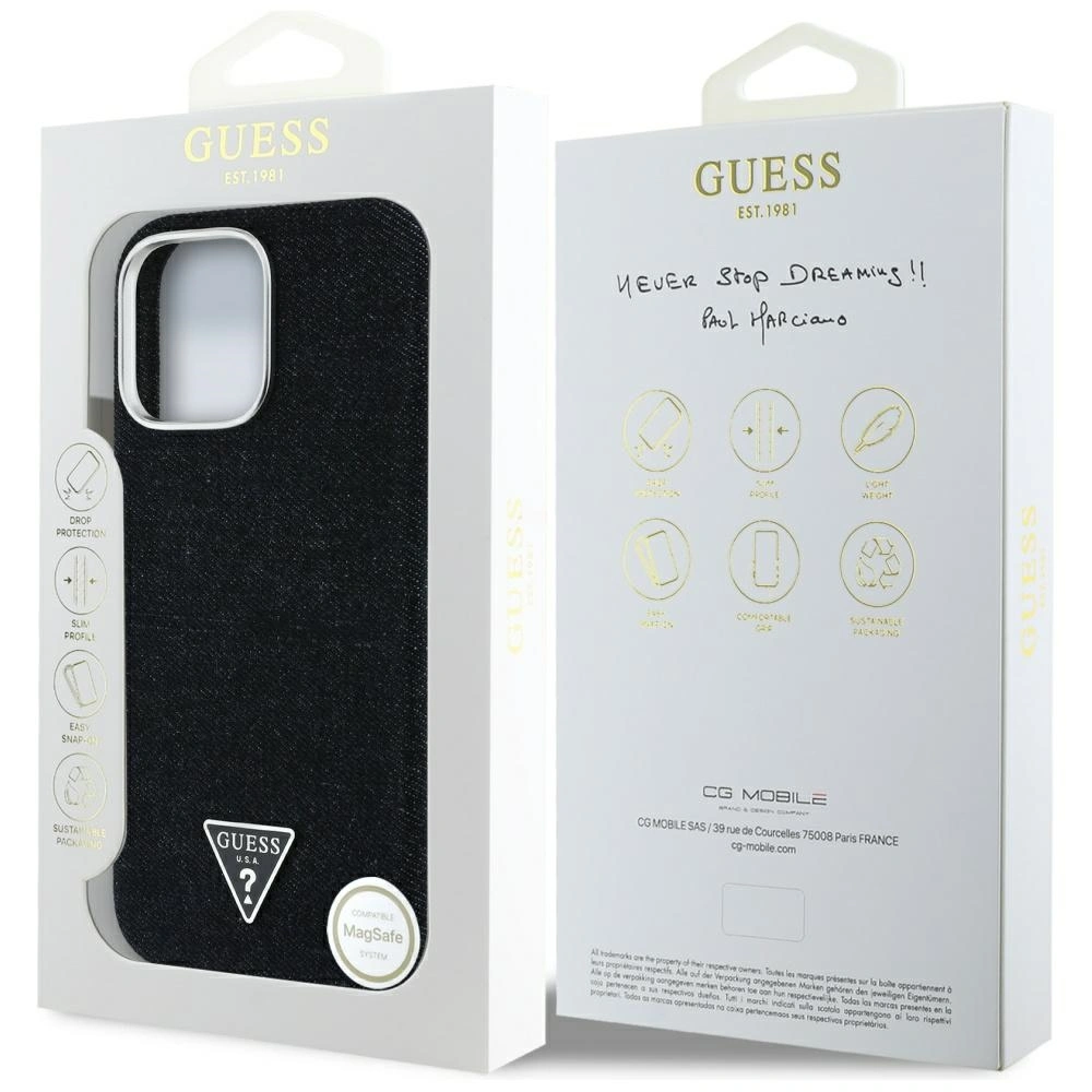 Guess Denim Triangle Logo MagSafe Apple iPhone 16 Pro Max black