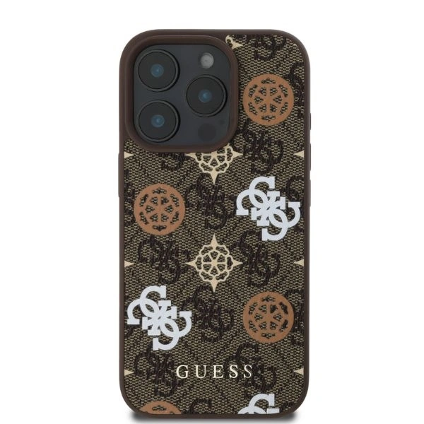 Guess GUHMP16LP4PWPW Apple iPhone 16 Pro hardcase Peony On 4G Background MagSafe brown