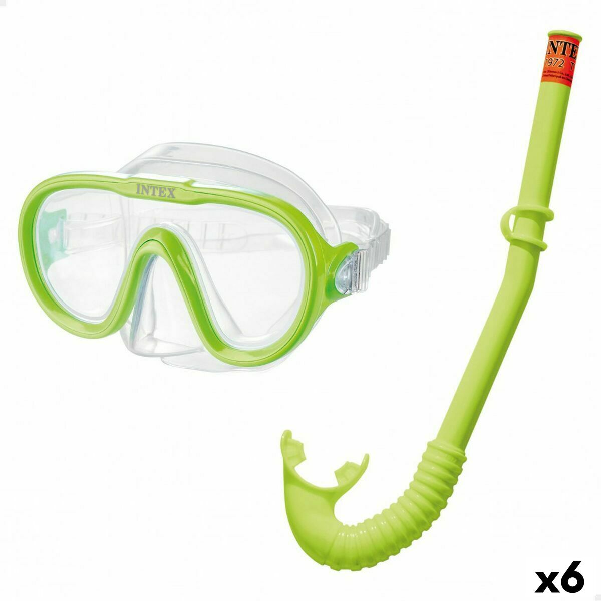 Snorkel Goggles and Tube Intex Adventurer Green (6 Units)