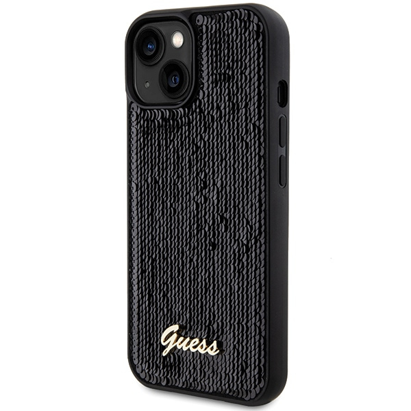 Guess GUHCP14SPSFDGSK Apple iPhone 15 / 14 hardcase Sequin Script Metal black