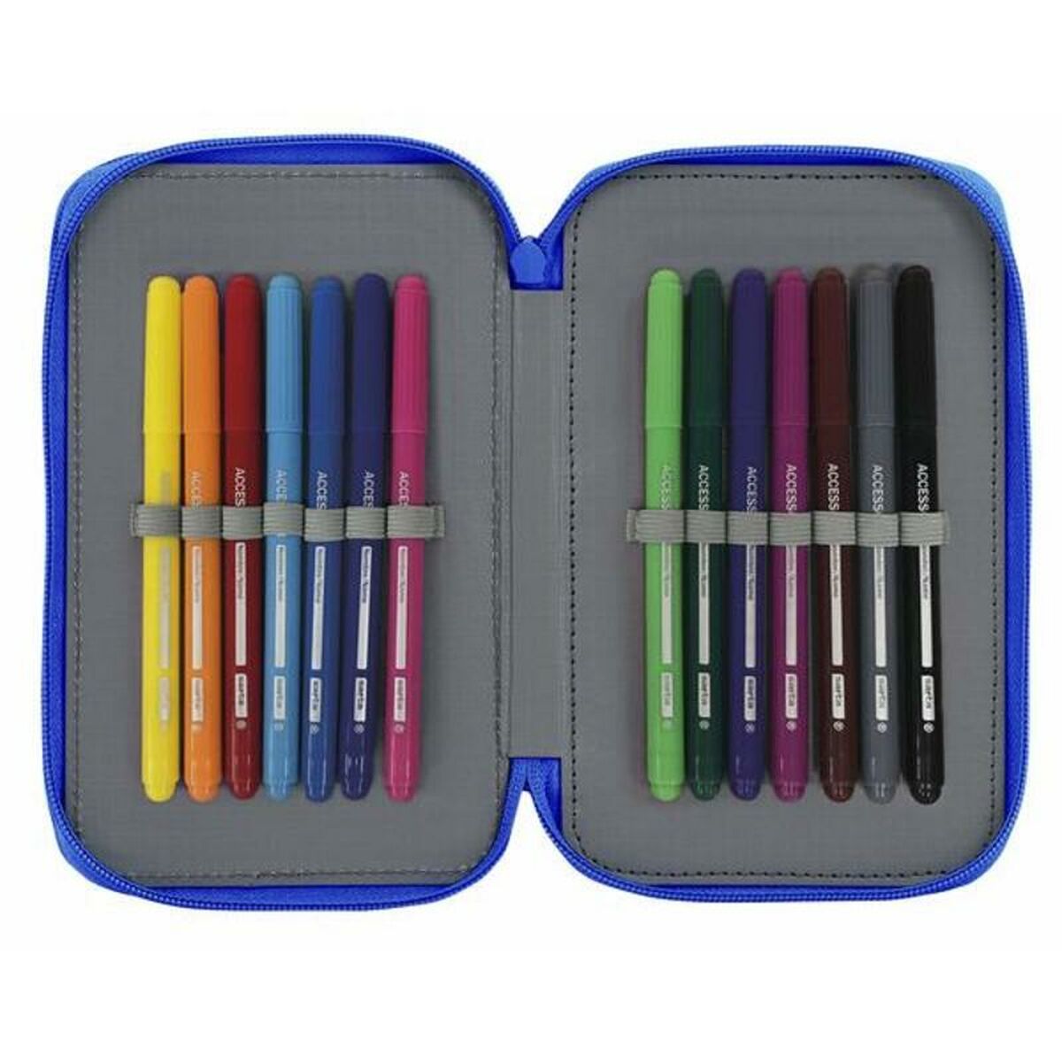 Double Pencil Case Real Zaragoza Blue Light Blue (28 pcs)