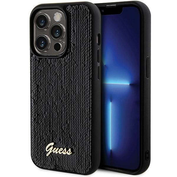Guess GUHCP13XPSFDGSK Apple iPhone 13 Pro Max hardcase Sequin Script Metal black