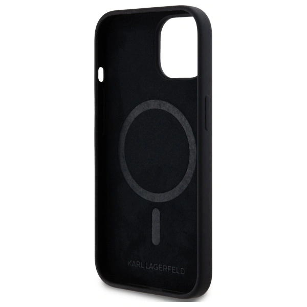 Karl Lagerfeld KLHMP15SSKHPPLK Apple iPhone 15 hardcase Silicone Karl Head Print MagSafe black