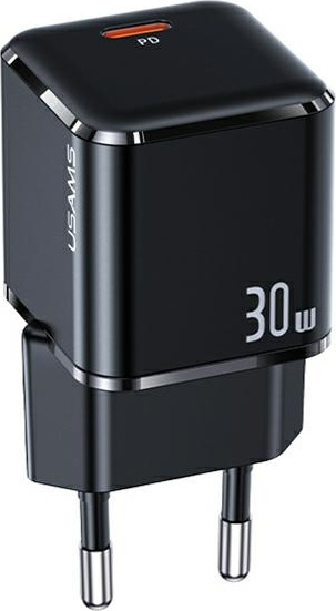 USAMS Wall Charger 1xUSB-C T45 mini 30W PD3.0 Fast Charging black CC148TC01 (US-CC148)