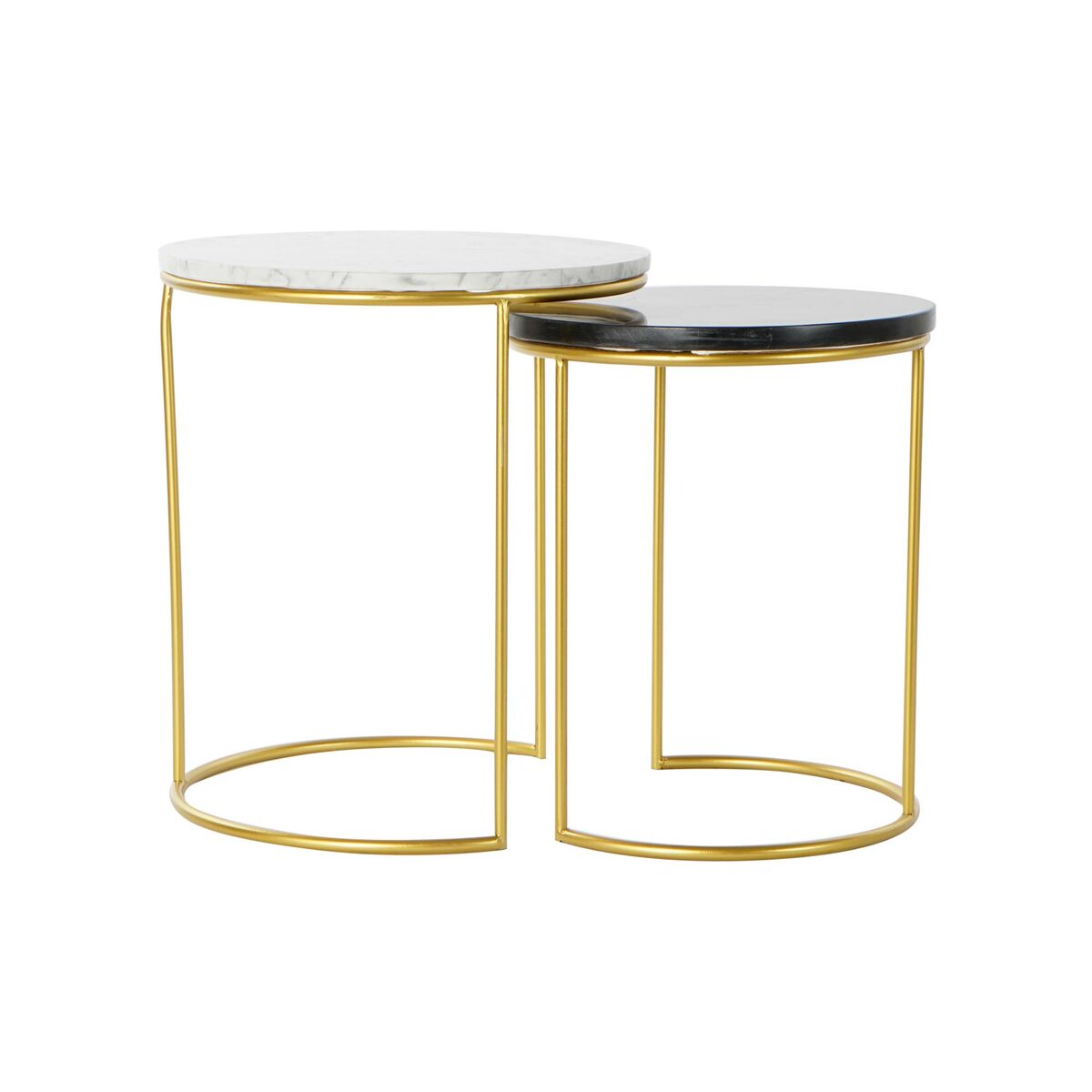 Set of 2 tables DKD Home Decor White Black Golden Metal Marble 40 x 40 x 46,5 cm