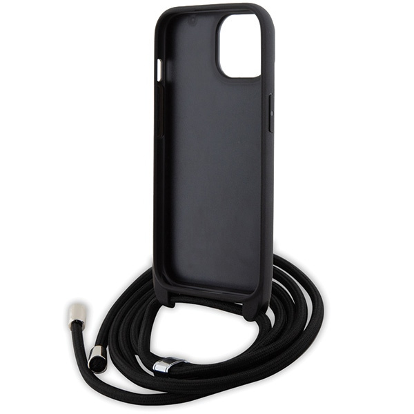 Karl Lagerfeld KLHCP15SSASKNPSK Apple iPhone 15 hardcase Crossbody Saffiano Monogram Metal Pin Karl & Choupette black