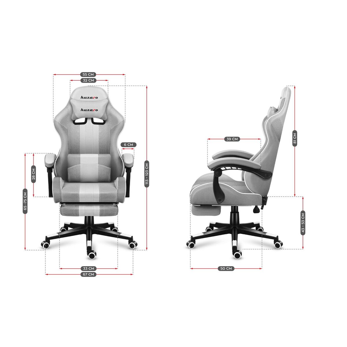 Gaming Chair Huzaro HZ-Force 4.7 White Mesh White Grey Gaming Chair Huzaro HZ-Force 4.7 White Mesh White Grey