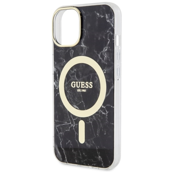 Guess GUHMP14MPCUMAK Apple iPhone 14 Plus black hardcase Marble MagSafe