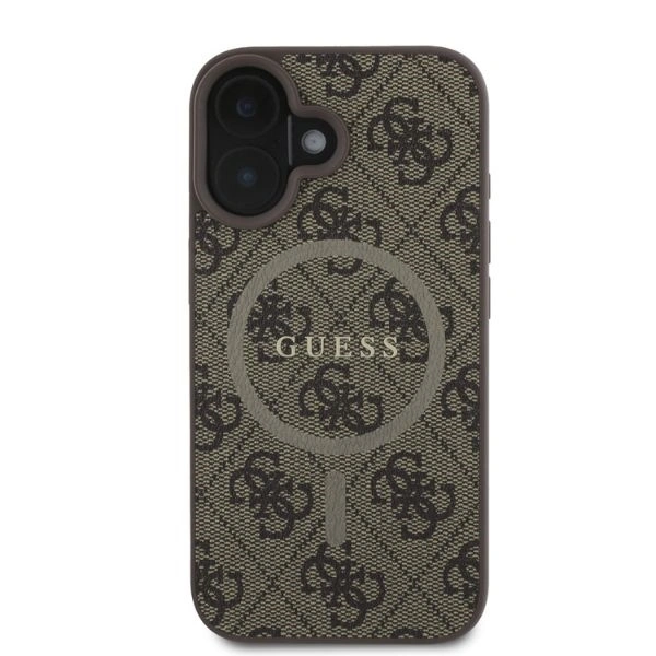 Case Guess GUHMP16SG4GFRW Apple iPhone 16 hardcase 4G Ring Classic Logo MagSafe brown