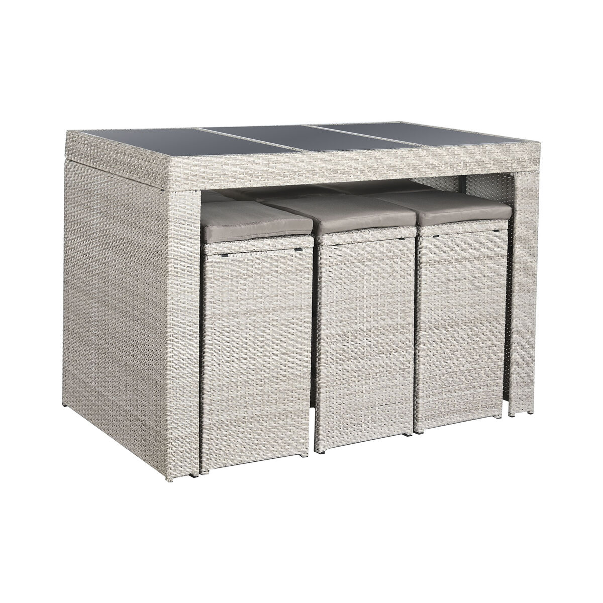Table set with 6 chairs DKD Home Decor Steel synthetic rattan 143 x 80 x 100 cm