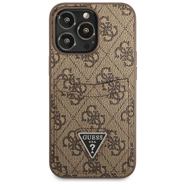 Guess GUHCP13LP4TPW Apple iPhone 13 Pro brown hardcase 4G Triangle Logo Cardslot