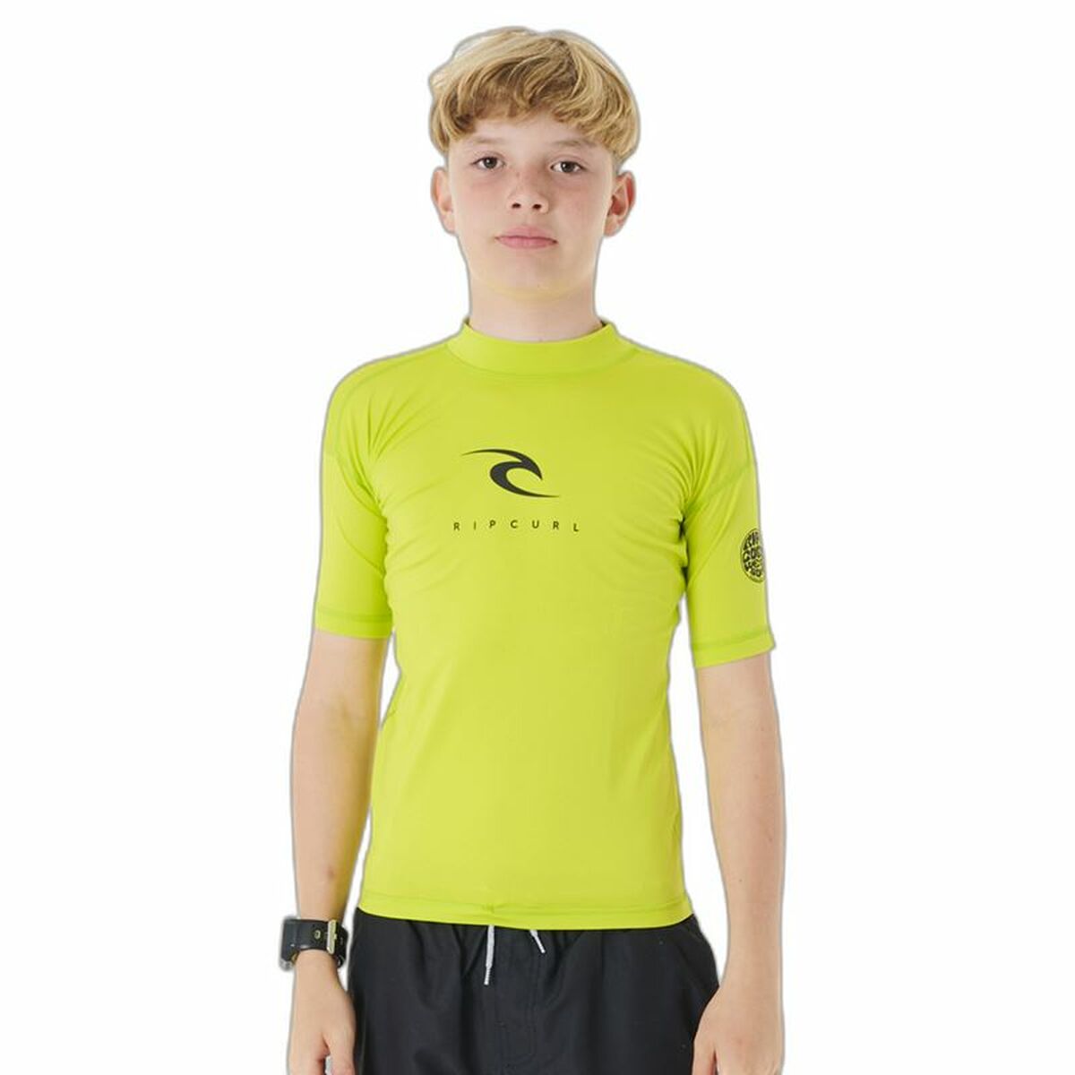 T-shirt Rip Curl Corps S/S Rash Yellow Surf Lycra