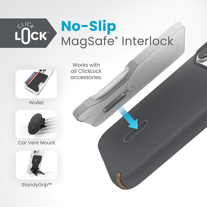 Speck Presidio2 Pro ClickLock & MagSafe Apple iPhone 15 Pro (Charcoal Grey/Cool Bronze)