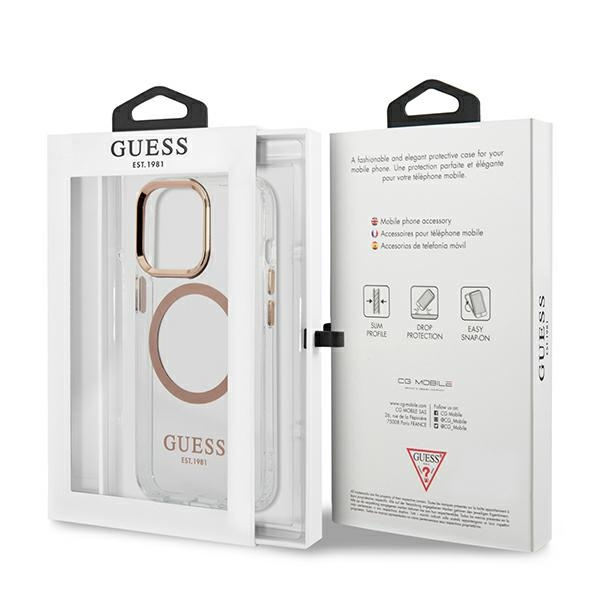 Guess GUHMP13XHTRMD Apple iPhone 13 Pro Max gold hard case Metal Outline Magsafe
