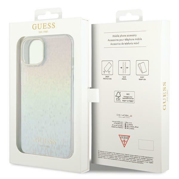 Guess GUHCP12MHDECMI Apple iPhone 12 / 12 Pro hardcase IML Faceted Mirror Disco Iridescent multicoloured
