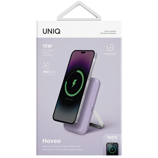 UNIQ Hoveo 5000mAh USB-C 20W PD Fast charge Wireless Magnetic lilac lavender