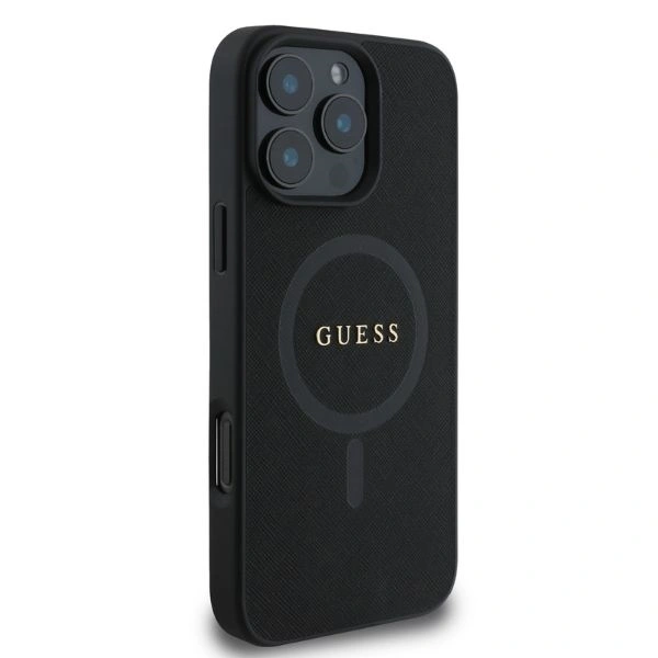 Case Guess GUHMP16XPSAHMCK Apple iPhone 16 Pro Max hardcase Saffiano Classic Logo MagSafe black