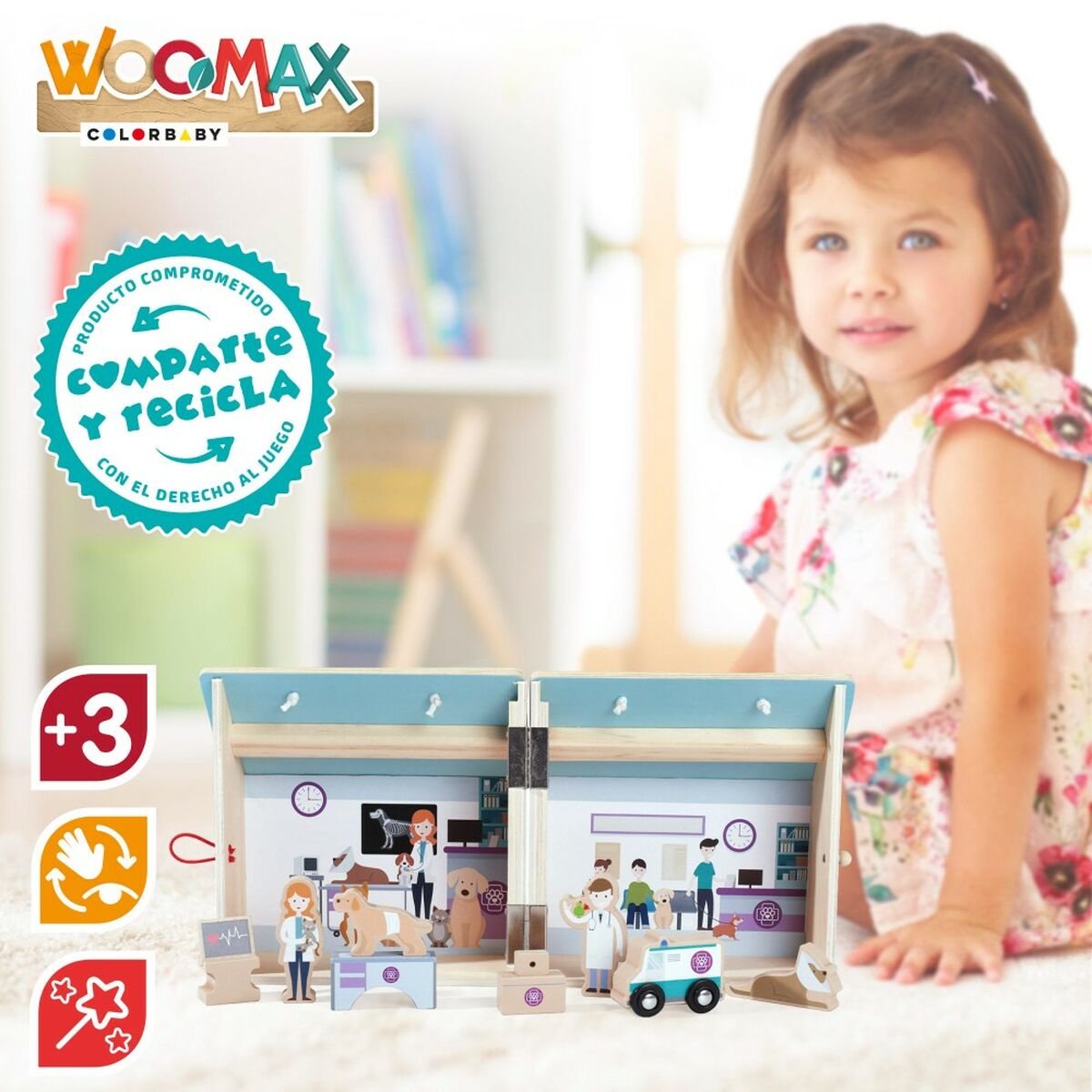 Playset Woomax Weterynarz 19 x 18 x 19 cm 9 Części 4 Sztuk