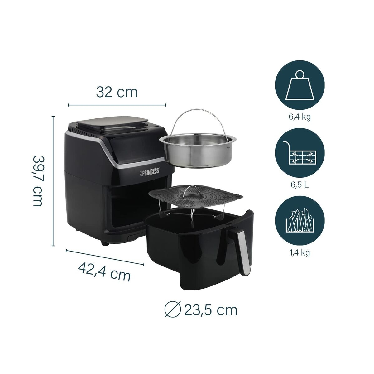 Air Fryer Princess 871301609842901.182080.01.001 1700 W Black Air Fryer Princess 871301609842901.182080.01.001 1700 W Black