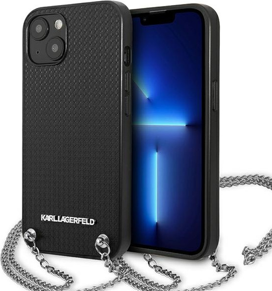 Karl Lagerfeld KLHCP13SPMK Apple iPhone 13 mini hardcase black Leather Textured and Chain