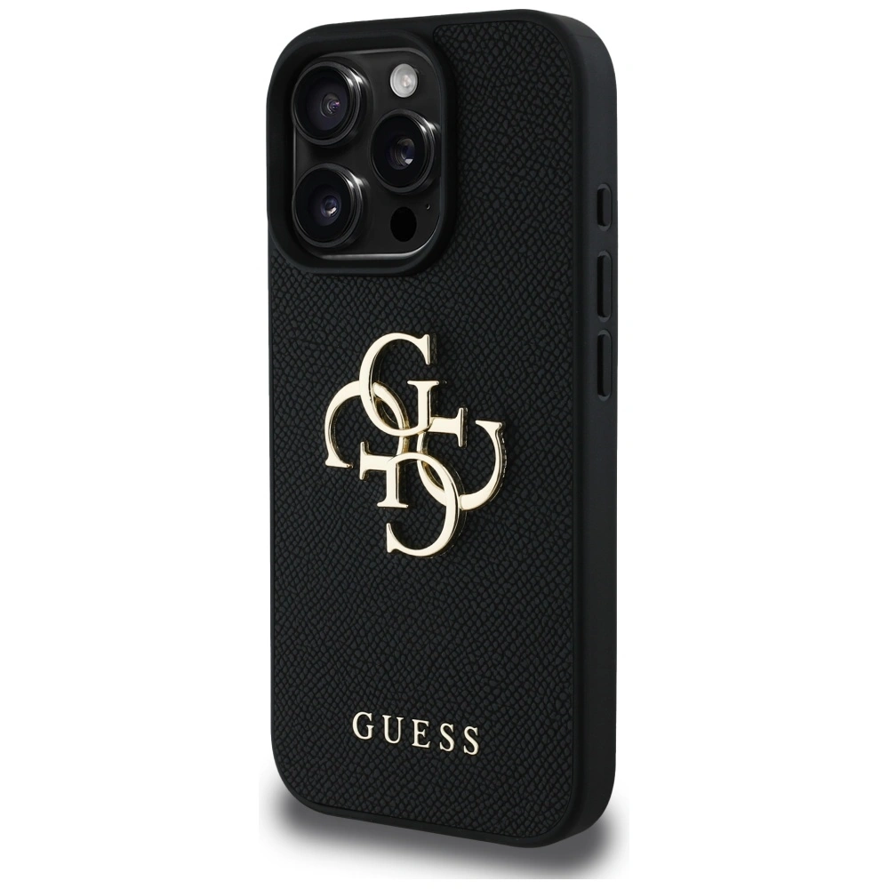 Guess Grained Big 4G Logo Small Classic Logo Apple iPhone 16 Pro black