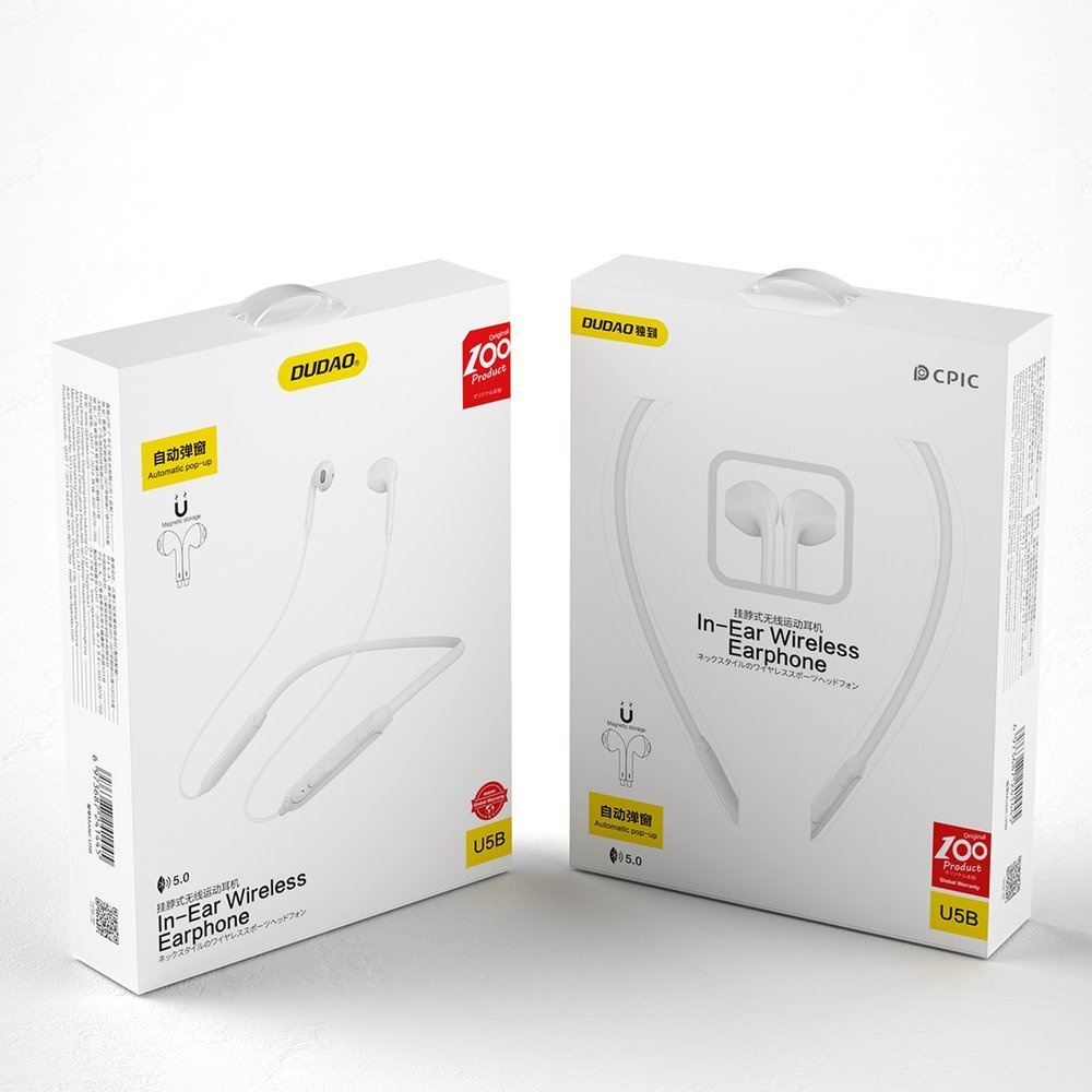 Dudao Magnetic Suction In-Ear Wireless Bluetooth Earphones White (U5B)