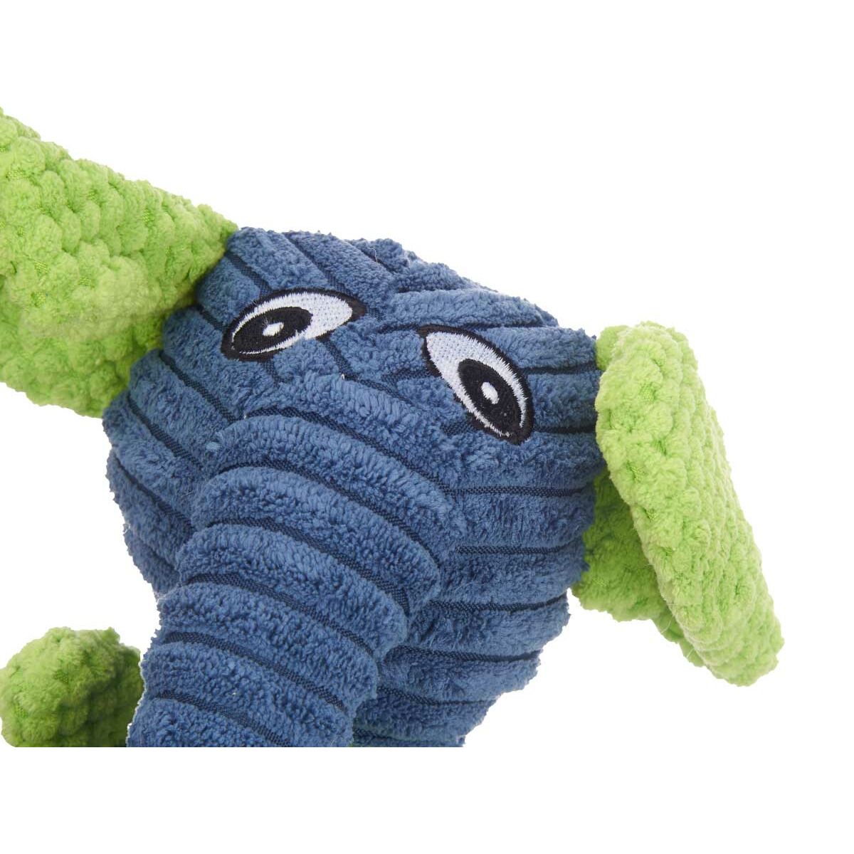 Dog toy Fluffy toy Elephant with sound Blue Green 28 x 14 x 17 cm (12 Units)