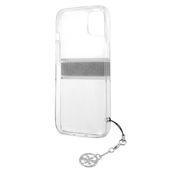 Guess GUHCP13SKB4GGR Apple iPhone 13 mini Transparent hardcase 4G Grey Strap Charm