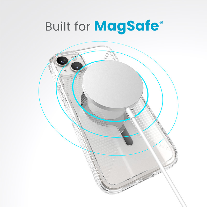 Speck Gemshell Grip MagSafe Apple iPhone 15 Plus (Clear/Chrome Finish)