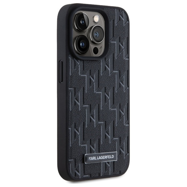Etui Karl Lagerfeld do Apple iPhone 15 Pro hardcase Leather Monogram Metal Logo MagSafe czarny