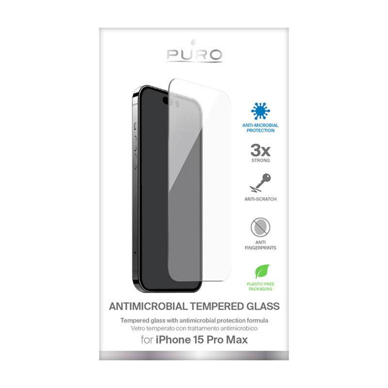 PURO Anti-Bacterial Glass Apple iPhone 15 Pro Max