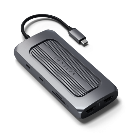 Satechi Multiport USB-C (2x USB-C, 2x USB-A, 2x 4K HDMI, card reader, Ethernet) (space gray)