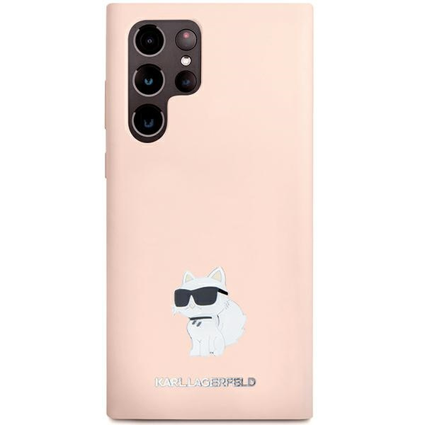 Karl Lagerfeld KLHCS23LSMHCNPP Samsung Galaxy S23 Ultra Silicone Choupette Metal Pin pink