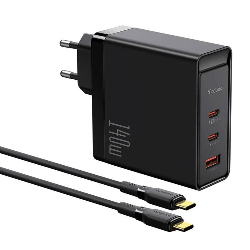 Mcdodo CH-2913 Wall Charger GaN 2x USB-C, USB-A 140W (black)