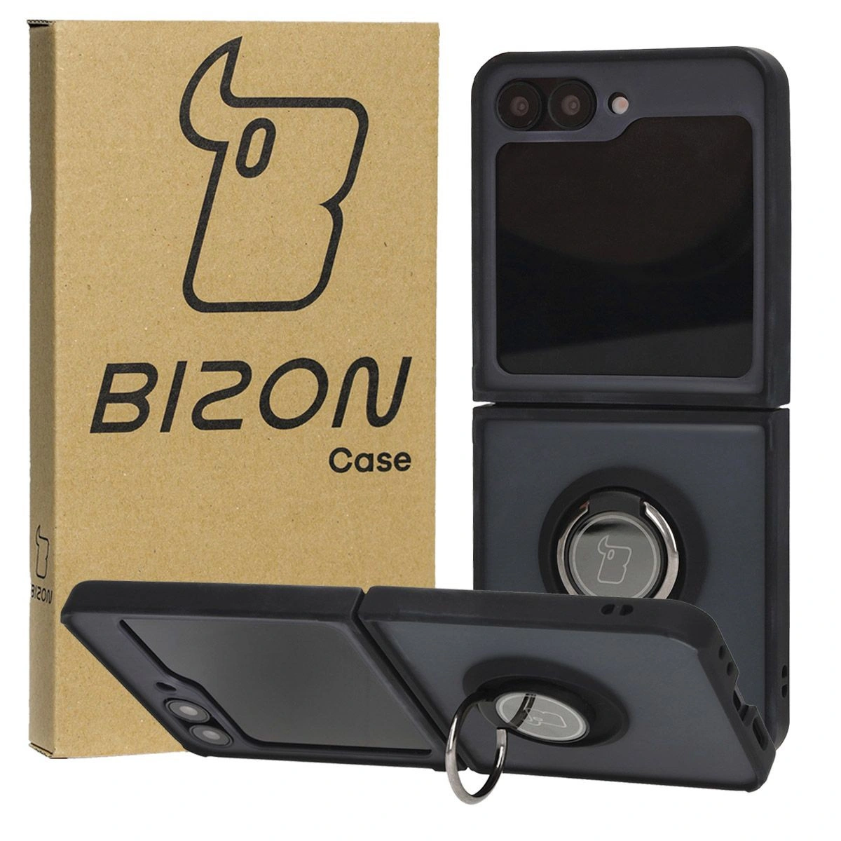 Bizon Case Hybrid Ring Samsung Galaxy Z Flip6 smoky with a black frame