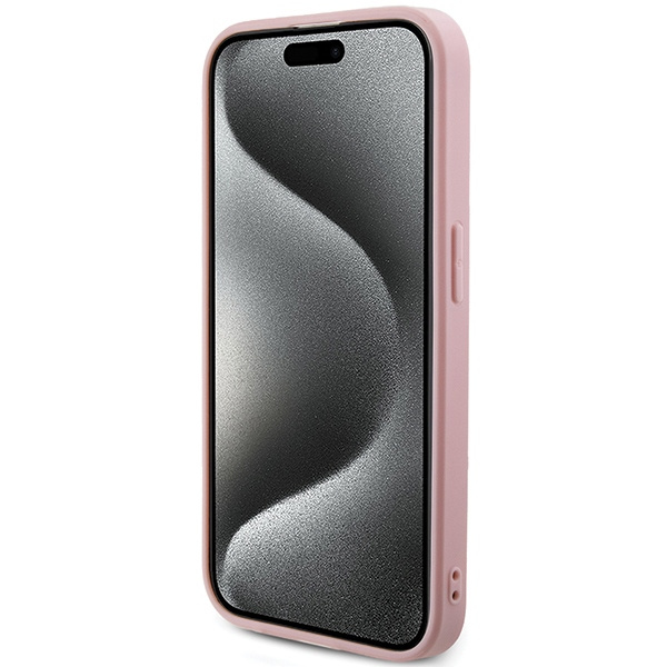 Guess GUHCP15XPSAIRSP Apple iPhone 15 Pro Max hardcase Saffiano Iridescent Script pink