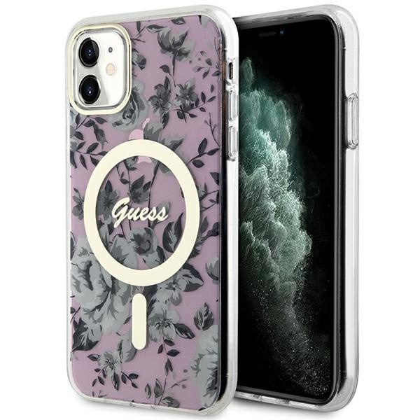 Guess GUHMN61HCFWSP Apple iPhone 11/XR pink hardcase Flower MagSafe