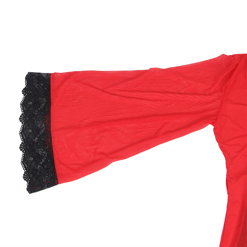 SUBBLIME - TRANSPARENT FABRIC ROBE WITH LACE DETAIL RED L/XL SUBBLIME - TRANSPARENT FABRIC ROBE WITH LACE DETAIL RED L/XL