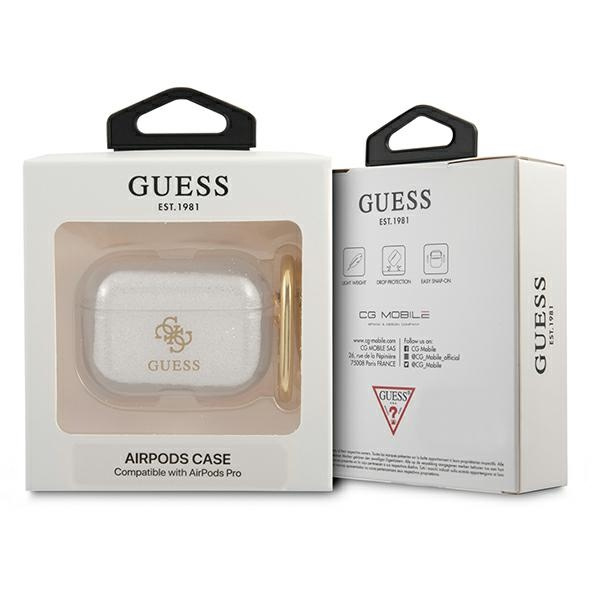 Guess GUAPUCG4GT Apple AirPods Pro cover Transparent Glitter Collection