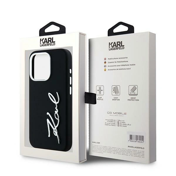 Etui Karl Lagerfeld Silicone Metal Script Logo do Apple iPhone 15 Pro Max czarny