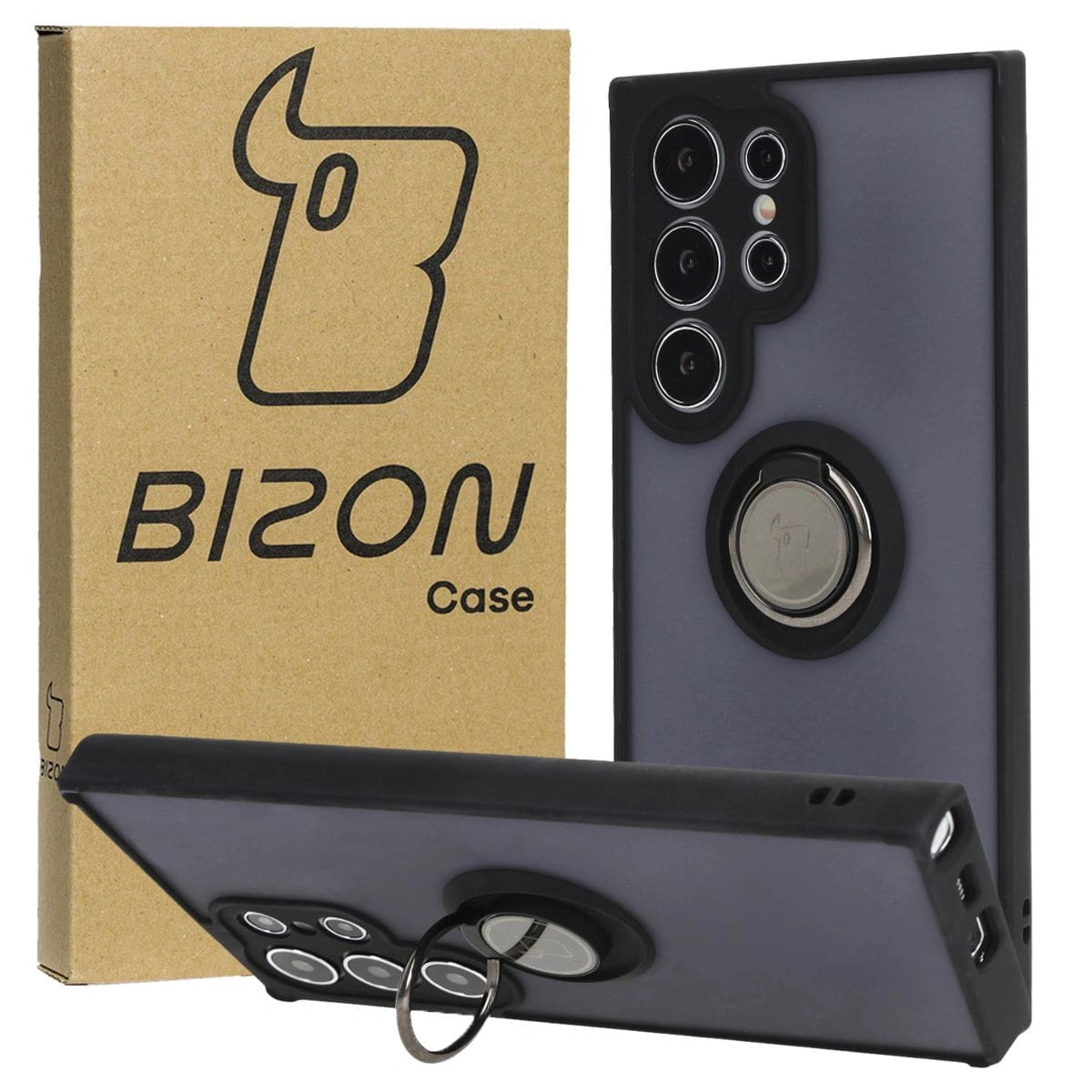 Bizon Case Hybrid Ring Samsung Galaxy S24 Ultra smoky with a black frame