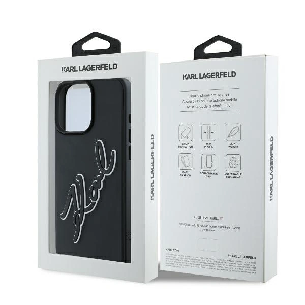 Karl Lagerfeld KLHCP16L3DRKSDLK Apple iPhone 16 Pro hardcase 3D Rubber Bicolor Signature black